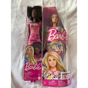Barbie Fashionistas Doll 208 & Blonde Doll With Floral Dress Inclusive Play